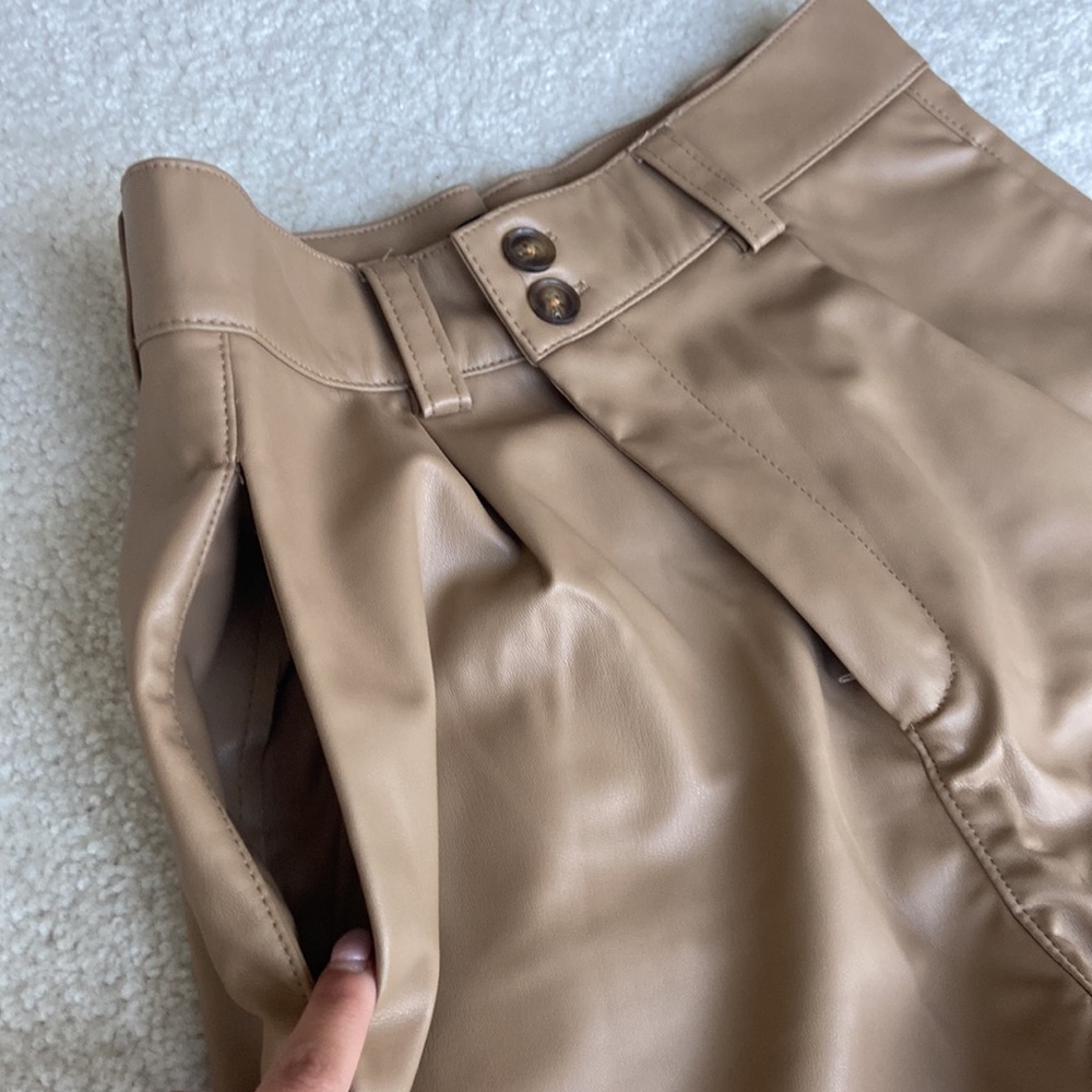 Zara Nude Taupe Beige Leather Pants
